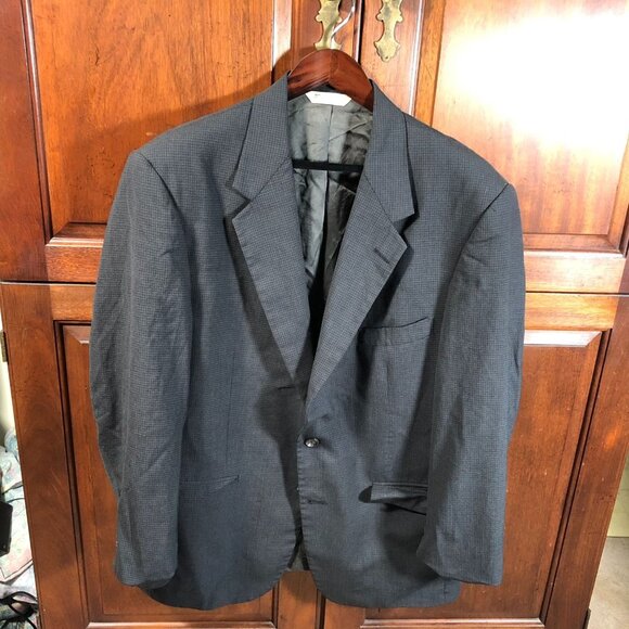 Evan-Picone Mens Suit Blazeer Jacket 42R Wool Gray Houndstooth Single-Breasted - Picture 14 of 15
